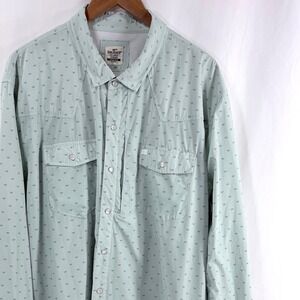 King Ranch Western Shirt Sage Green Pearl Snap Vented Performance Vented Men 2XL